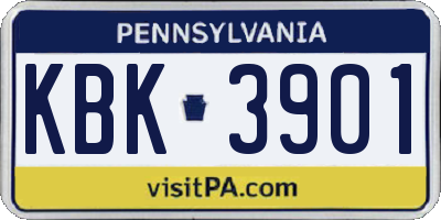 PA license plate KBK3901