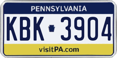 PA license plate KBK3904