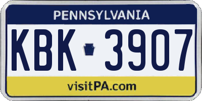 PA license plate KBK3907