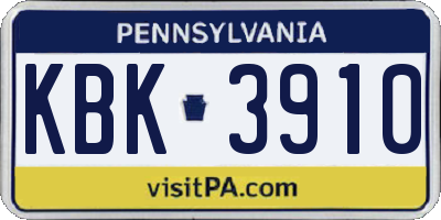 PA license plate KBK3910