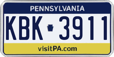 PA license plate KBK3911