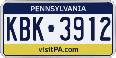 PA license plate KBK3912