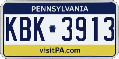 PA license plate KBK3913