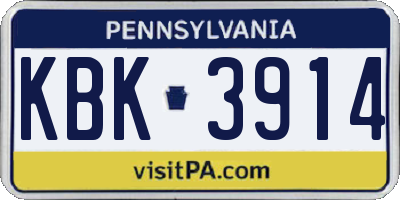 PA license plate KBK3914
