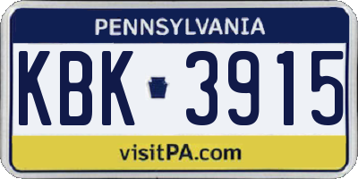 PA license plate KBK3915