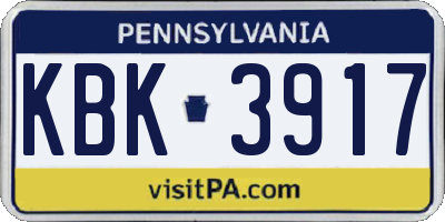 PA license plate KBK3917