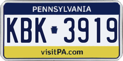 PA license plate KBK3919