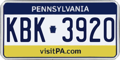 PA license plate KBK3920