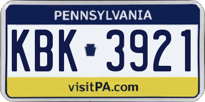 PA license plate KBK3921