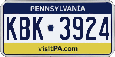 PA license plate KBK3924