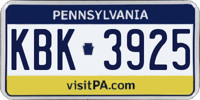 PA license plate KBK3925