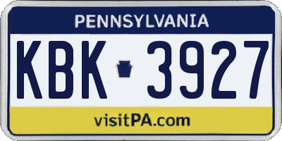 PA license plate KBK3927
