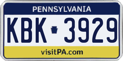 PA license plate KBK3929