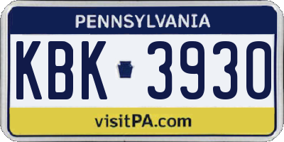 PA license plate KBK3930