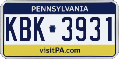 PA license plate KBK3931