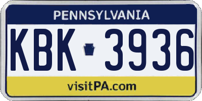 PA license plate KBK3936