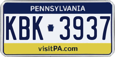 PA license plate KBK3937