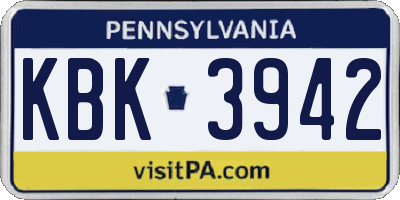 PA license plate KBK3942