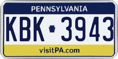 PA license plate KBK3943