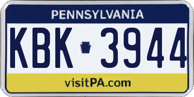 PA license plate KBK3944