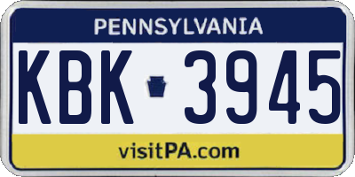 PA license plate KBK3945