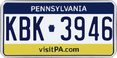 PA license plate KBK3946