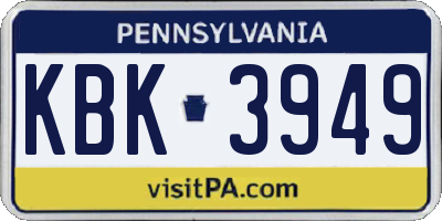 PA license plate KBK3949