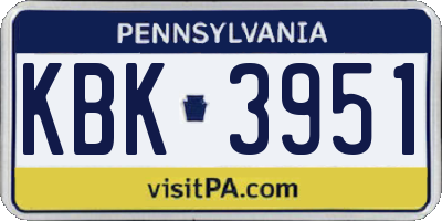 PA license plate KBK3951
