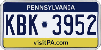 PA license plate KBK3952