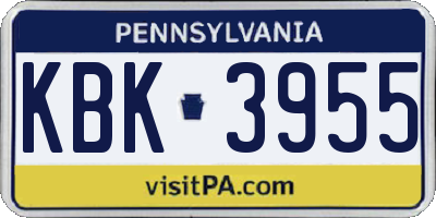PA license plate KBK3955