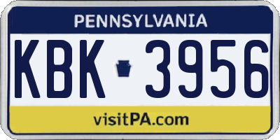 PA license plate KBK3956