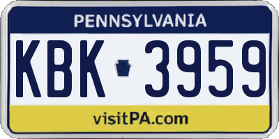PA license plate KBK3959