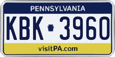 PA license plate KBK3960
