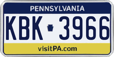 PA license plate KBK3966