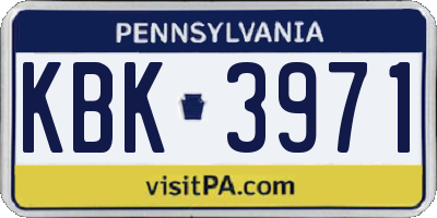 PA license plate KBK3971