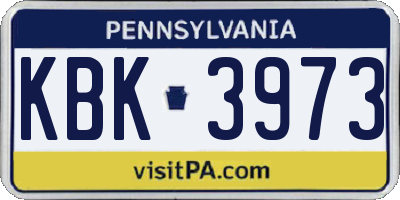 PA license plate KBK3973