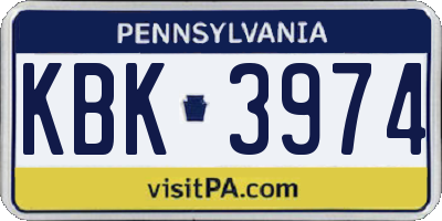PA license plate KBK3974