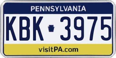 PA license plate KBK3975