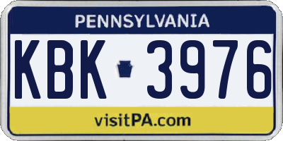 PA license plate KBK3976