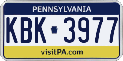 PA license plate KBK3977