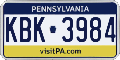 PA license plate KBK3984