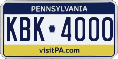 PA license plate KBK4000