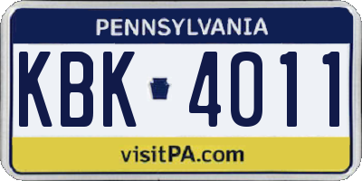 PA license plate KBK4011