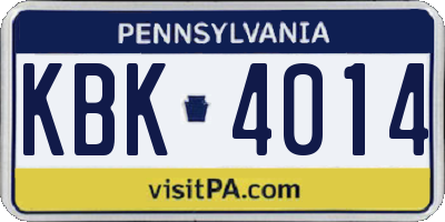 PA license plate KBK4014