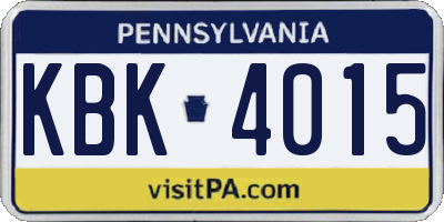 PA license plate KBK4015