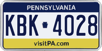 PA license plate KBK4028