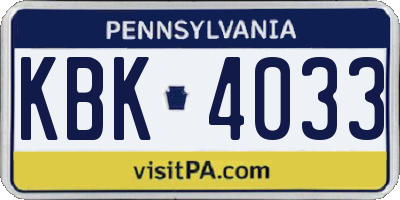 PA license plate KBK4033