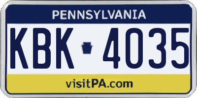 PA license plate KBK4035
