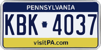 PA license plate KBK4037