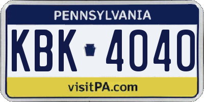 PA license plate KBK4040